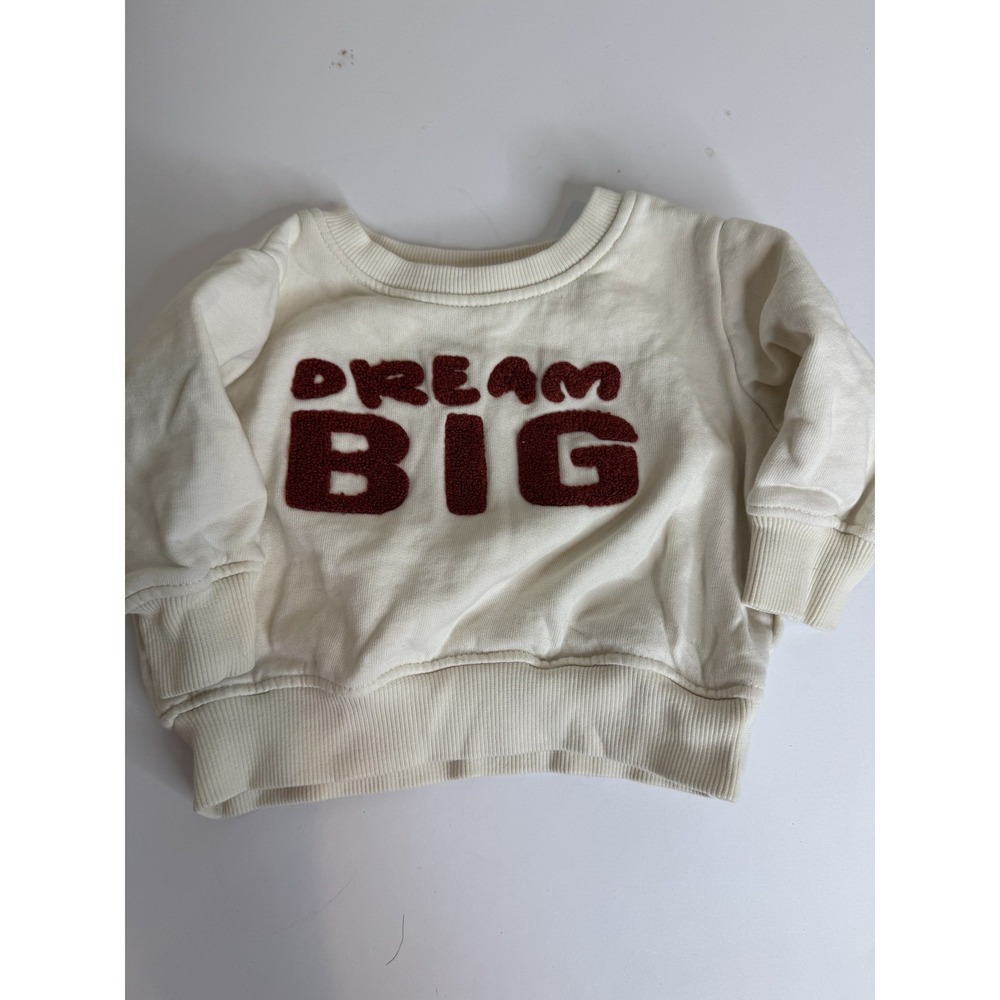 Mother's Promise Cream Sweatshirt 3-6 Months Dream Big Fuzzy Letters Cotton Baby